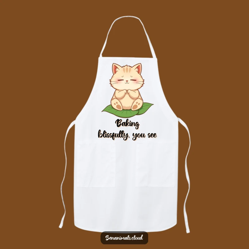 Funny Zen Cat Apron - Peaceful Meditation Feline Kitchen Wear