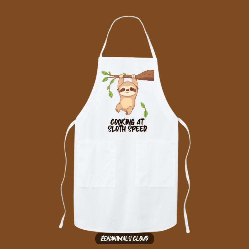 Funny Contented Sloth Apron: Kitchen Relaxation for Slow Cooks