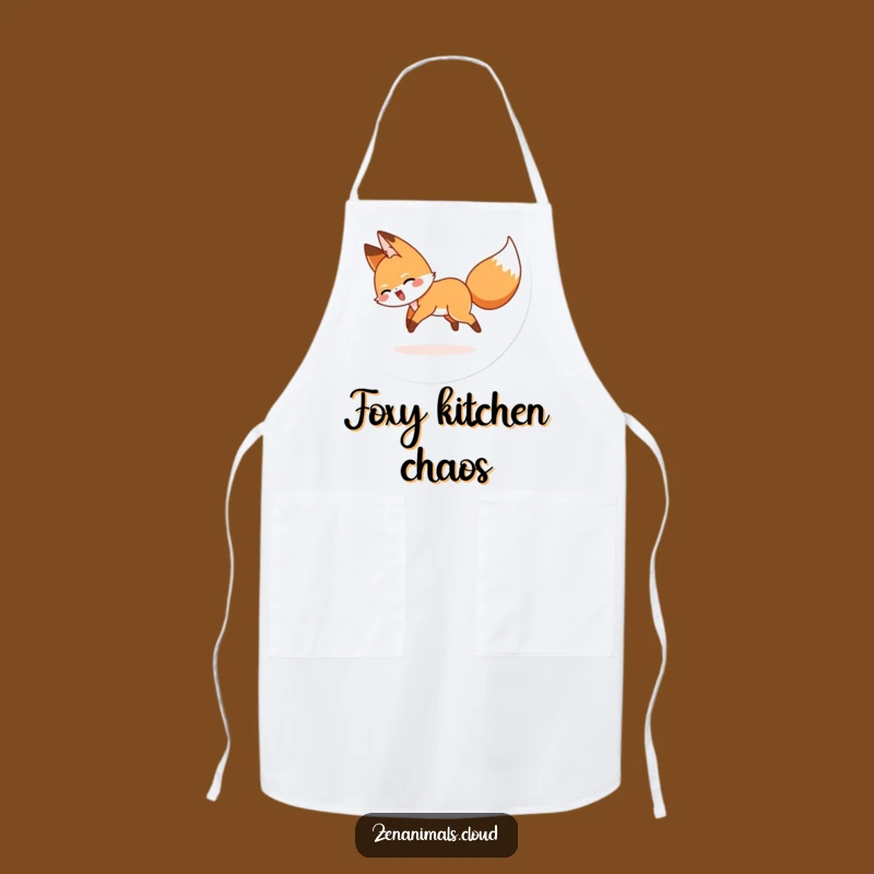 Funny Giggling Fox Tail Chase Apron - Kitchen Humor, Chef's Comical Accessory, Funny Gift