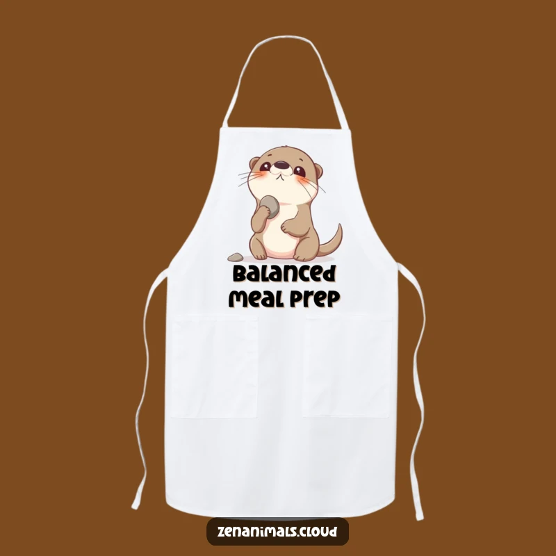Funny Otter Balancing Pebble Apron - Humorous Kitchen Wear for Playful Cooks
