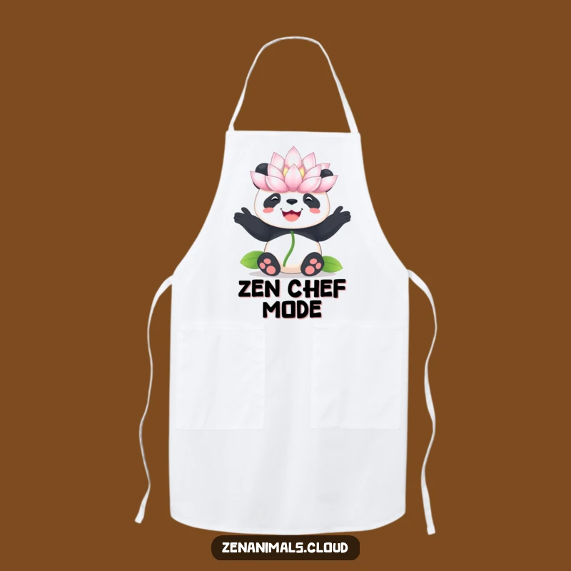 Funny Panda Lotus Apron: Joyful Balance Chef Wear for Peaceful Kitchen Fun