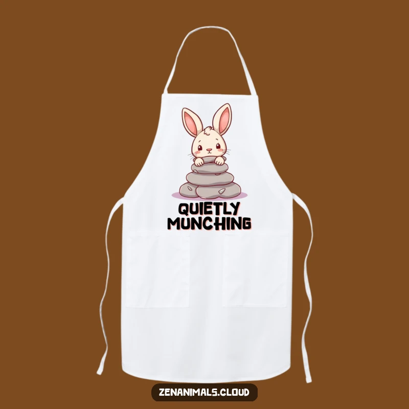 Funny Rabbit Apron: Kitchen Fun with Peeking Bunny on River Stones, Great Funny Gift