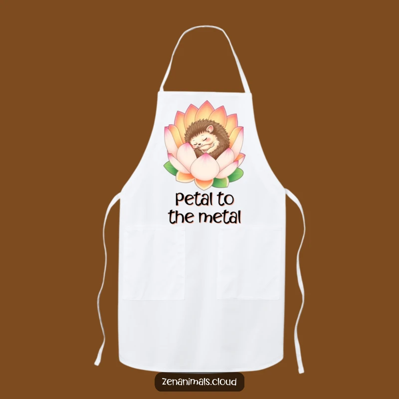Funny Sleepy Hedgehog Lotus Apron - Serene Kitchen Moments Gift