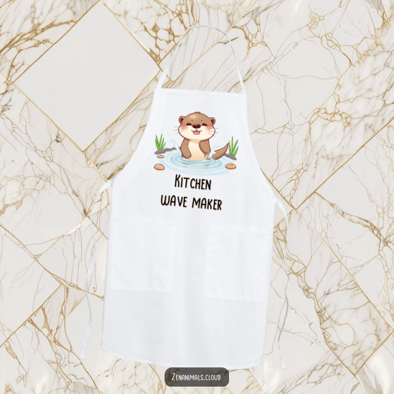Funny playful otter splashing water in a serene pond with extreme glee, durable and amusing.