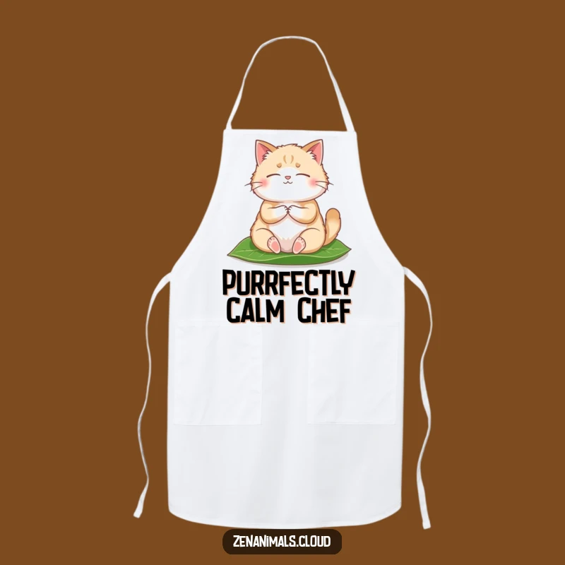 Funny Meditating Cat Apron: Fluffy Zen Chef Kitty, Humorous Cooking Gift for Cat Lovers