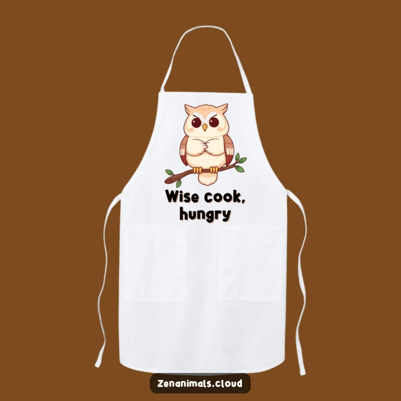 Funny Owl Contemplation Apron: Wise Chef Wear, Humorous Kitchen Gift