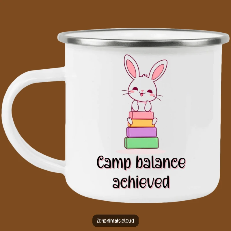 Funny Bunny Yoga Camping Mug: Cheerful Balancer Enamel Cup, Outdoorsy Gift