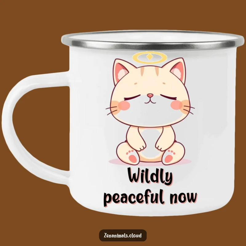 Funny Cat Meditation Camping Mug: Feline Zen Drinkware for Peaceful Outdoors