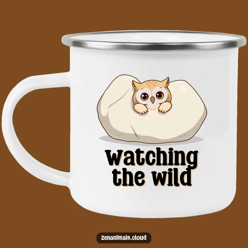 Funny Curious Owl Camping Mug: Durable Peeking Drinkware, Outdoor Mystery Gift