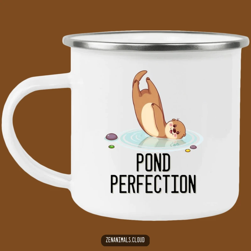 Funny Otter Camping Mug: Outdoor Fun with Somersaulting Otter in Pond, Best Funny Gift