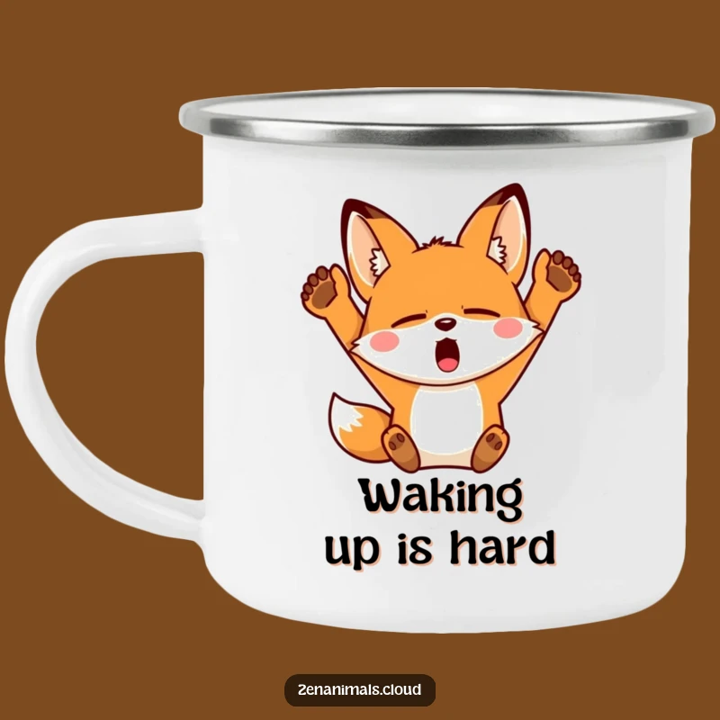 Funny Sleepy Fox Camping Mug: Durable Yawn Drinkware, Outdoor Relaxation Gift