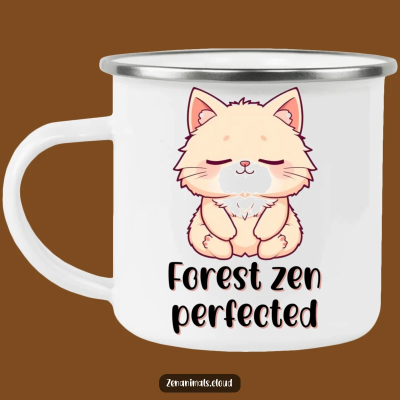 Funny Zen Cat Camping Mug: Durable Meditation & Smile Drinkware, Outdoor Gift