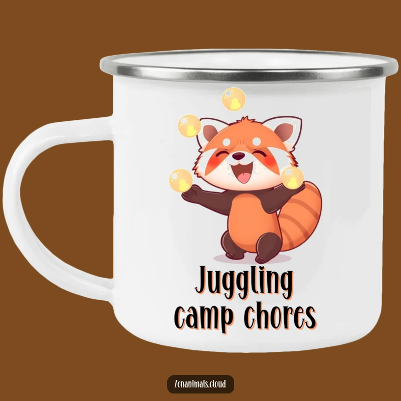 Funny Red Panda Juggling Camping Mug: Hilarious Outdoor Magic