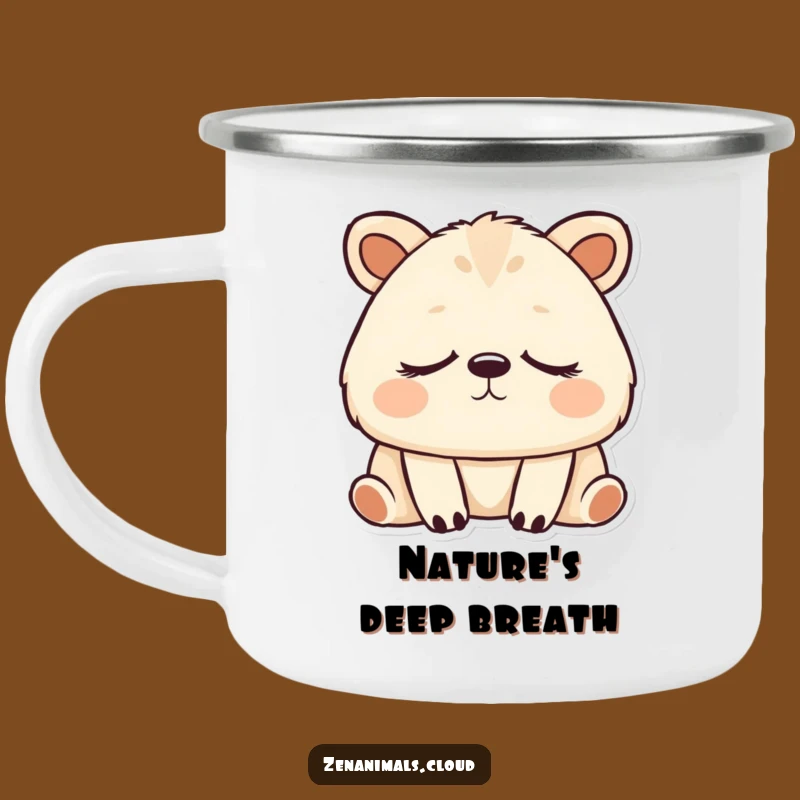 Funny Peaceful Animal Zen Camping Mug - Durable Deep Breathing Enamel Mug for Calm Adventures