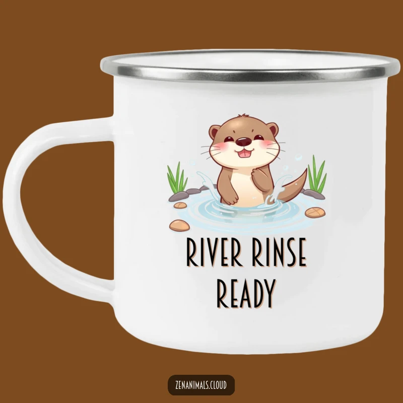Funny Otter Splashing Camping Mug - Enamel Water Otter Cup