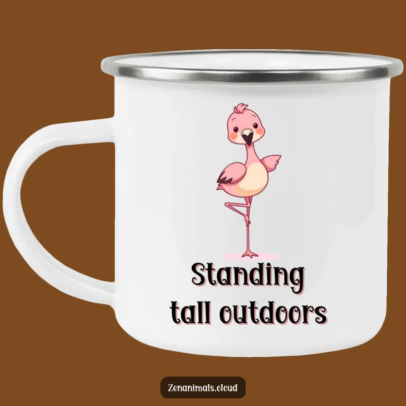 Funny Balancing Animal Flamingo Camping Mug - Durable Playful Enamel Mug for Outdoor Fun