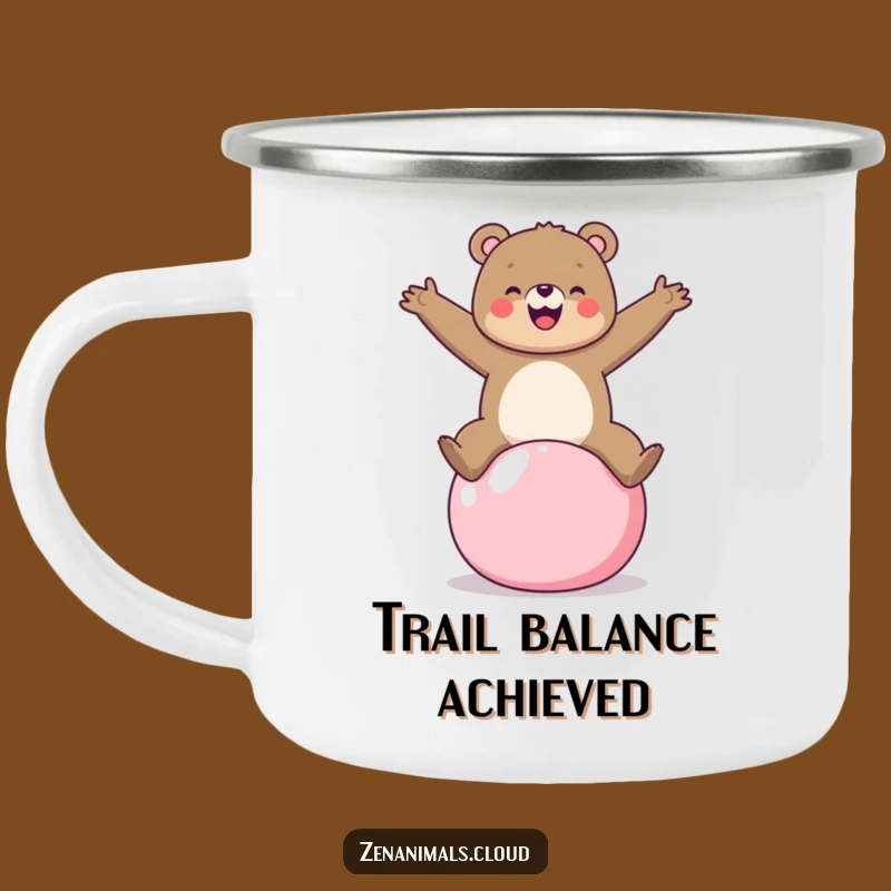 Funny Bear Yoga Ball Camping Mug: Cheerful Outdoor Buddy, Perfect Funny Gift