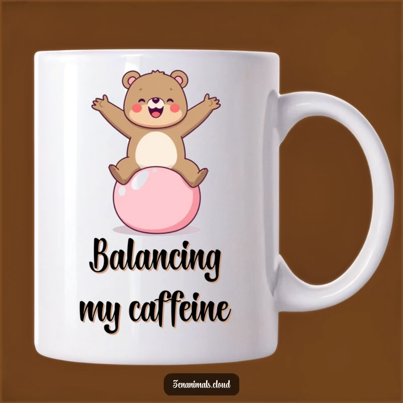 Funny Bear Yoga Ball Mug: Cheerful Balance Act, Perfect Hilarious Funny Gift