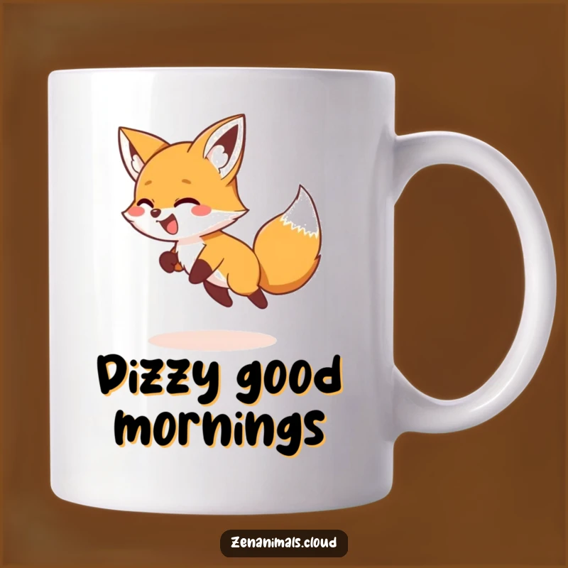 Funny Fox Tail Chasing Mug: Giggling Foxy Fun, Hilarious Gift for Playful Souls