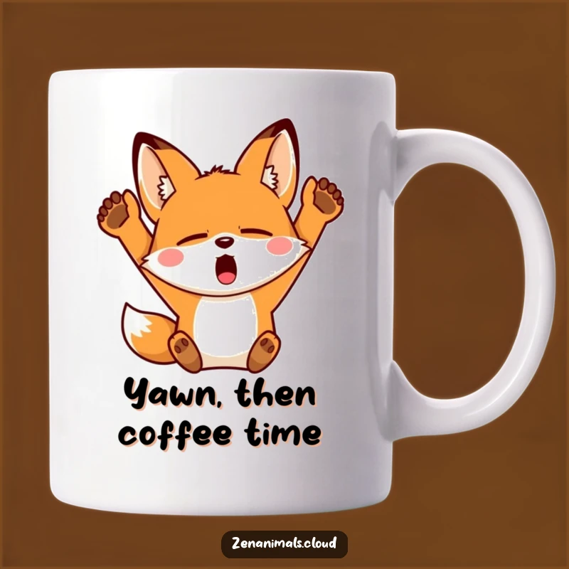 Funny Sleepy Fox Mug: Wide Yawn & Stretch, Perfect Lazy Morning Gift
