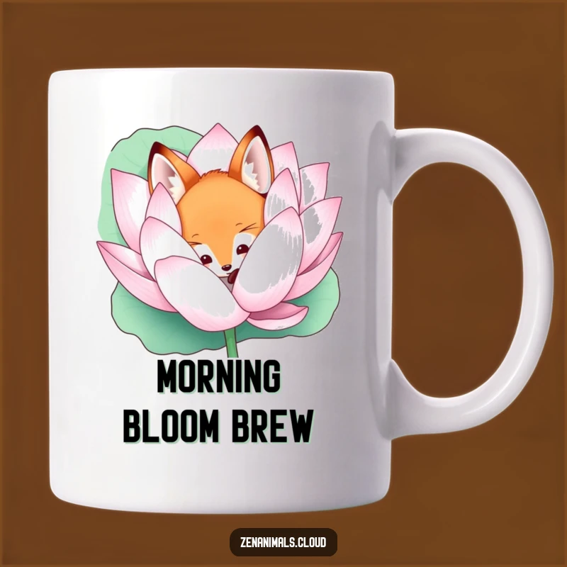 Funny Curious Fox Lotus Mug: Mystical Peek, Perfect Enchanting Funny Gift