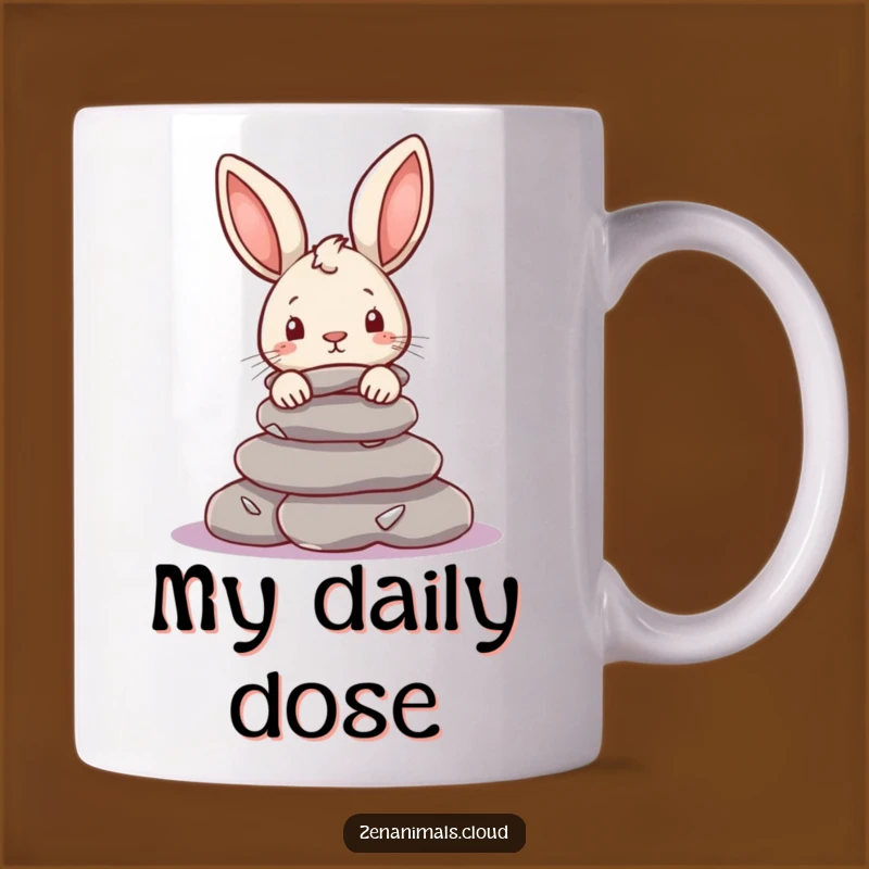 Funny Curious Rabbit Mug: Adorable Peeking Bunny on River Stones, A Perfect Funny Gift
