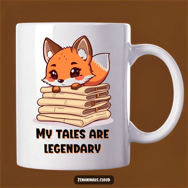 Funny Curious Fox Scroll Reading Mug - Whimsical Foxy Gift for Book Lovers