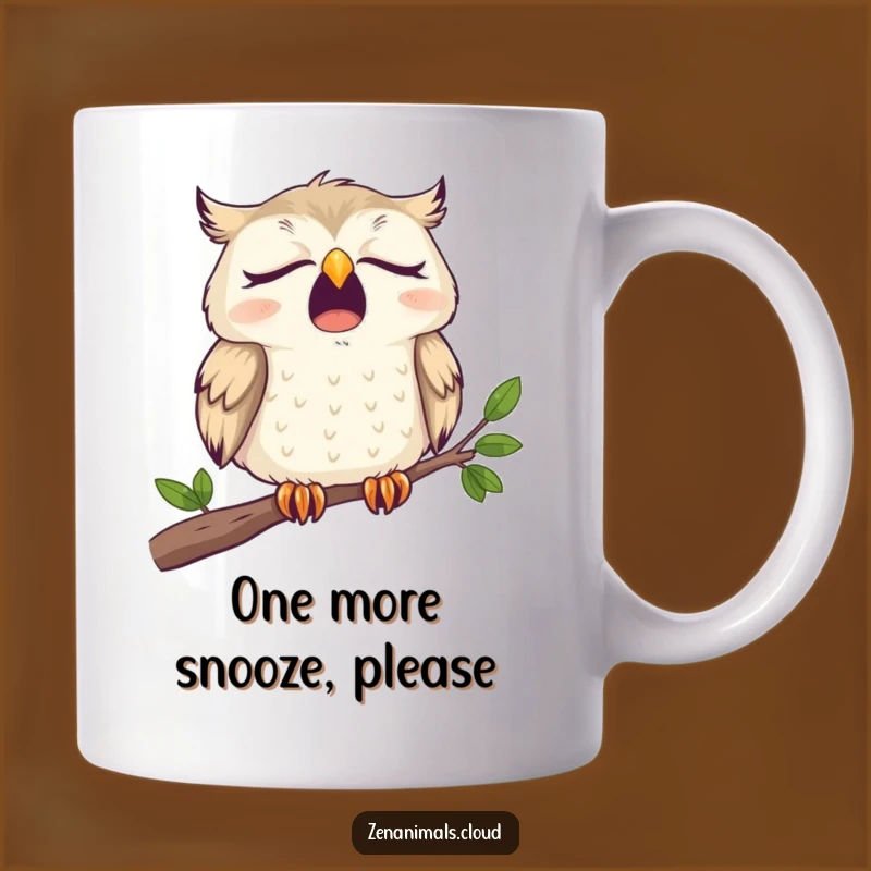 Funny Sleepy Owl Mug: Wide Yawn on Branch, Hilarious Gift for Tired People