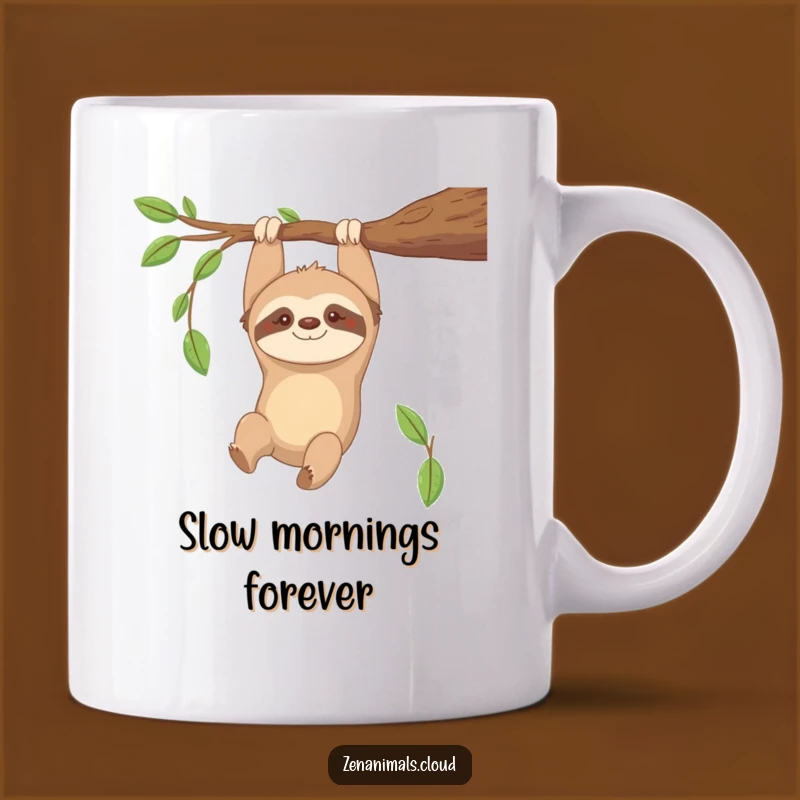 Funny Contented Sloth Mug: Slow Down & Smile Gift for Relaxed Folks