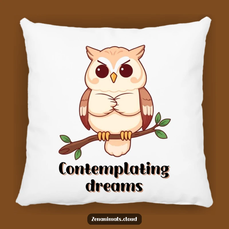 Funny Owl Contemplation Pillow: Cozy Wisdom Cushion, Thoughtful Gift
