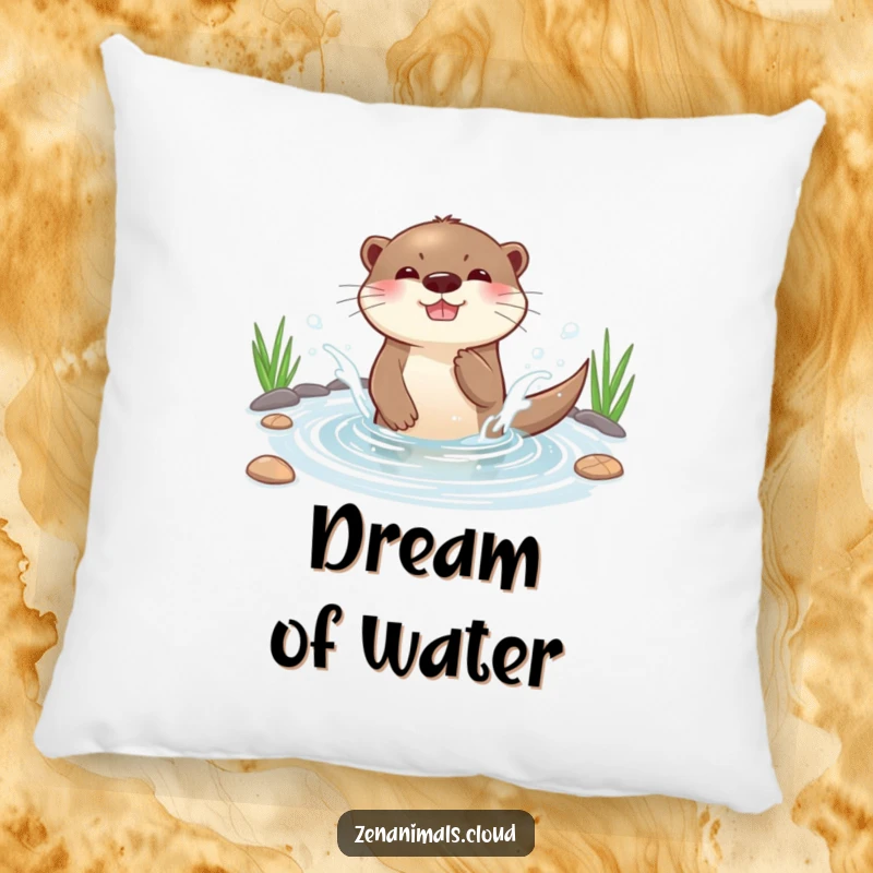 Funny playful otter splashing water in a serene pond with much glee, soft and decorative.
