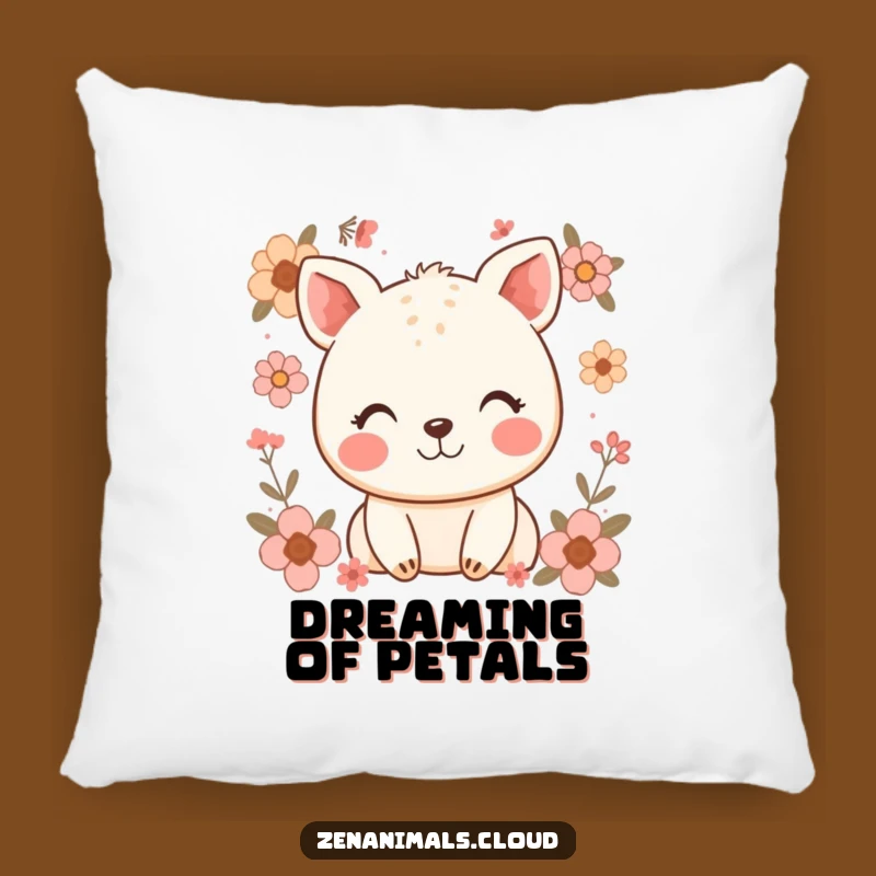 Comforting Funny Happy Animal Pillow: Snuggle Up with Floral Smiles