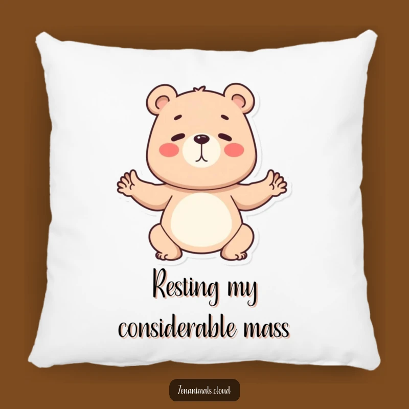 Funny Bear Yoga Pillow: Cozy Determined Yogi, Hilarious Home Decor Gift