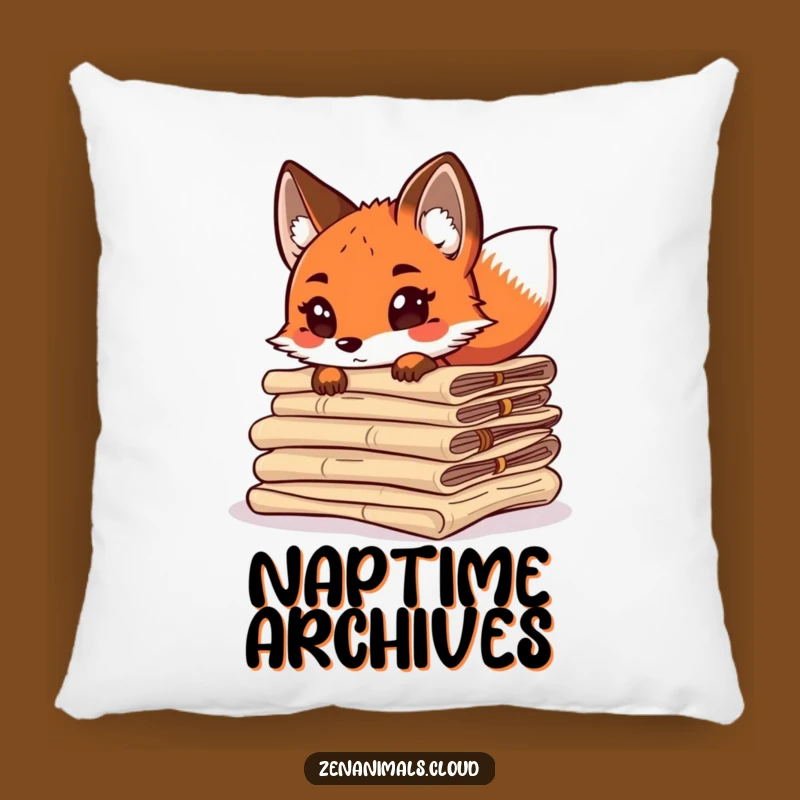 Funny Curious Fox Pillow - Cozy Scroll Reading Fox Tail Wagging Accent