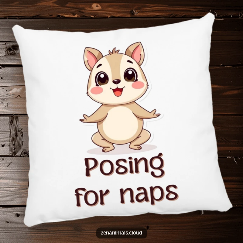 Funny yoga animal pillow showcasing a round, cheerful creature in an enthusiastic yoga pose, bringing joy and comfort to any setting.