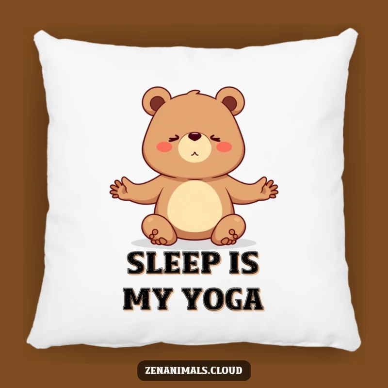 Funny Yogi Bear Pillow - Cozy Determined Feline Yoga Decor