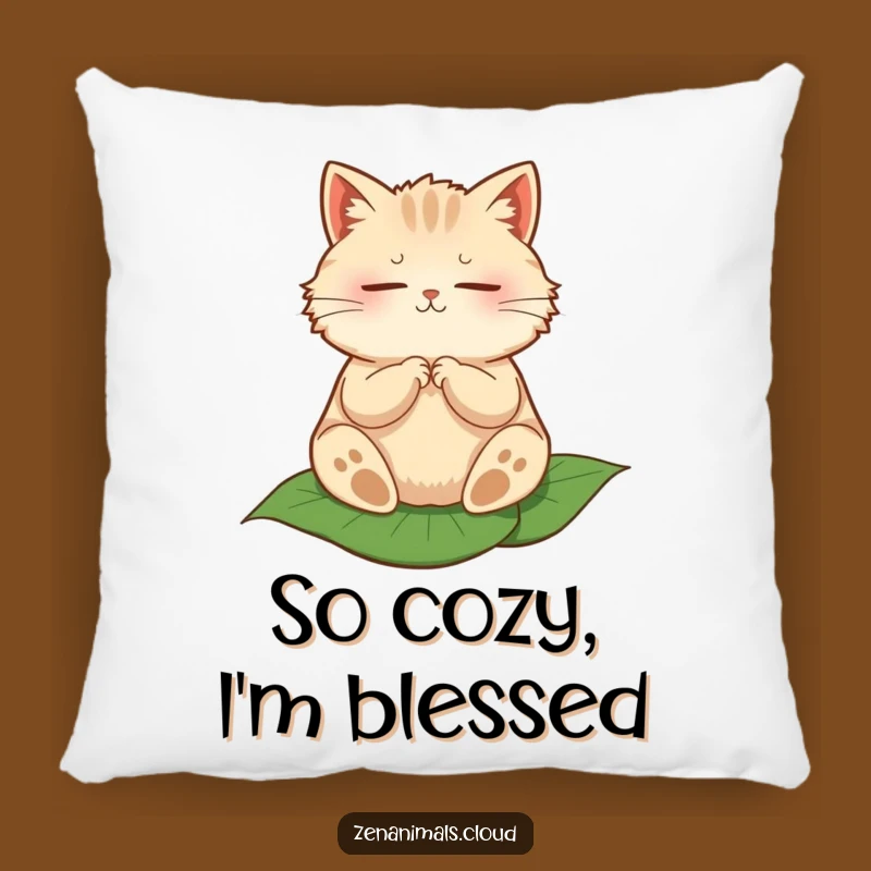 Funny Zen Cat Pillow - Cozy Fluffy Feline Meditation Decor