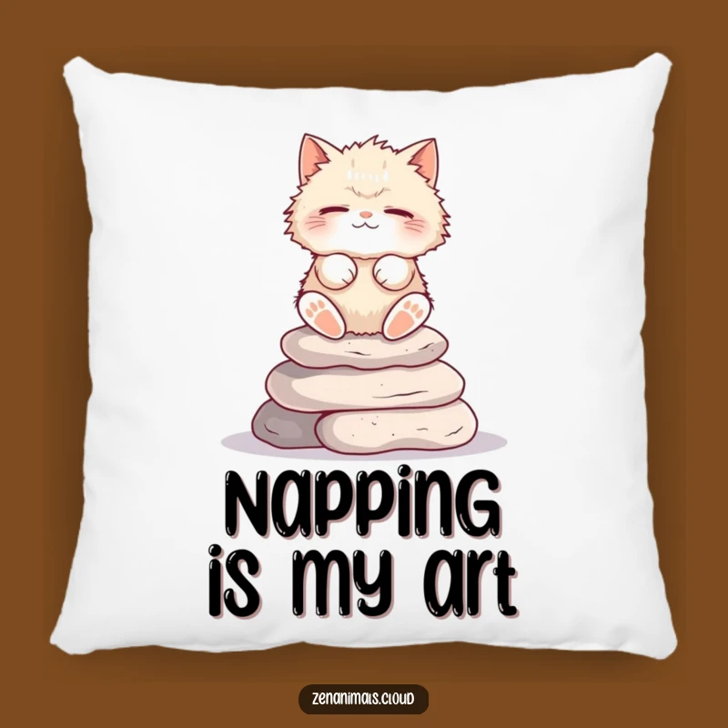 Funny Cat Meditation Pillow: Plush & Humorous Zen Decor Accent