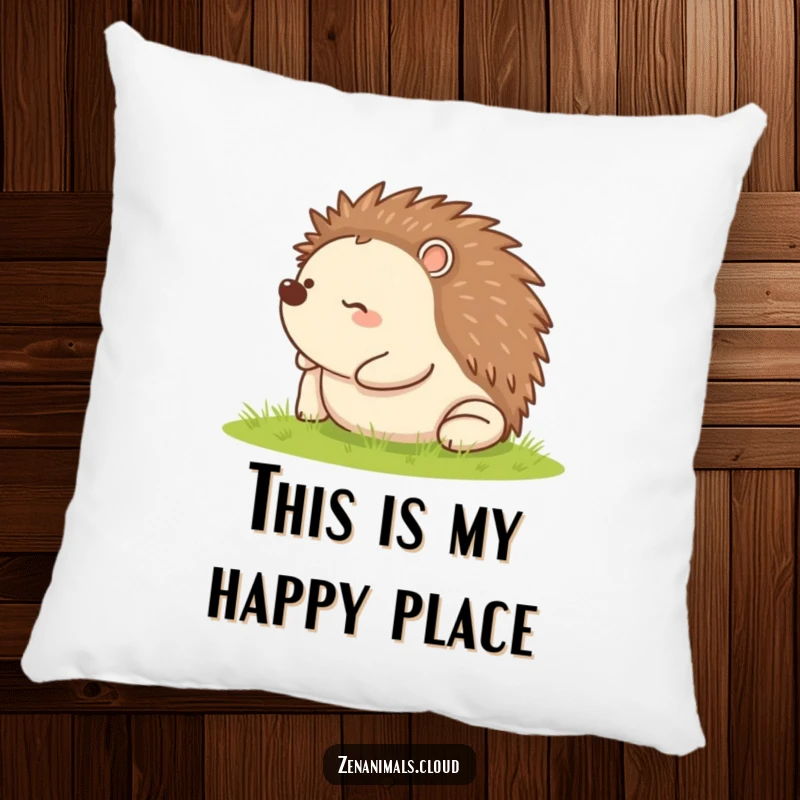 Funny pillow featuring a happy hedgehog rolling on its back, perfect for adding cozy comfort and humorous charm.