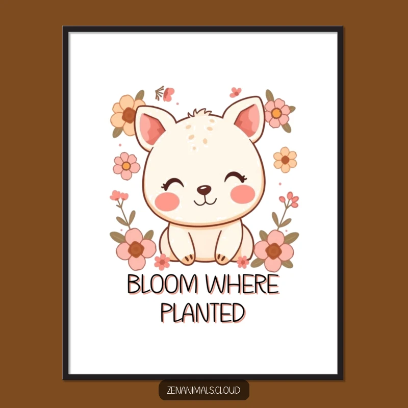 Printable Funny Happy Animal Art: Instant Floral Smiles for Your Space