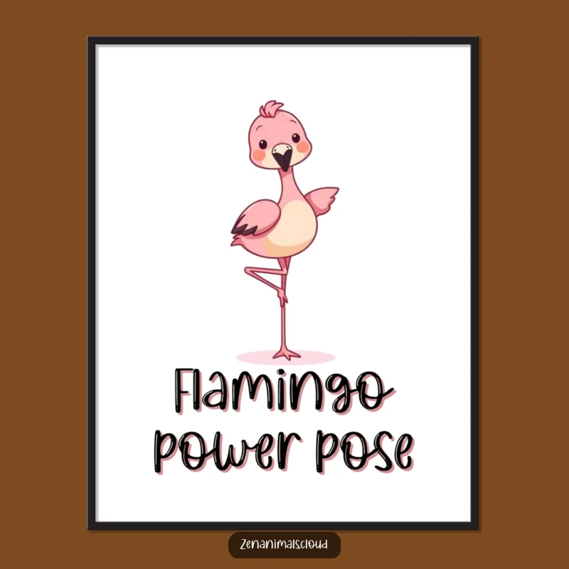 Funny Balancing Animal Flamingo Digital Art - Hilarious Playful Print for Instant Whimsy