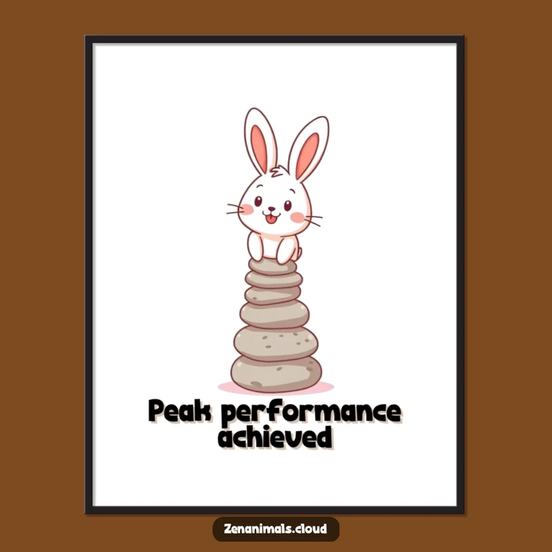 Funny Bunny Balance Digital Print: Cheerful Pebble Art, Instant Humorous Decor Gift