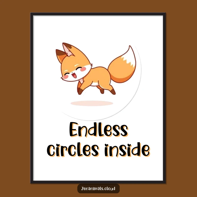 Funny Giggling Fox Tail Chase Digital Art - Instant Hilarious Wall Decor, Great Funny Gift