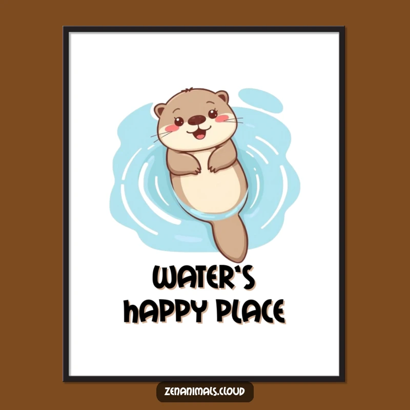 Funny Happy Otter Digital Print: Serene Art, Instant Decor Gift