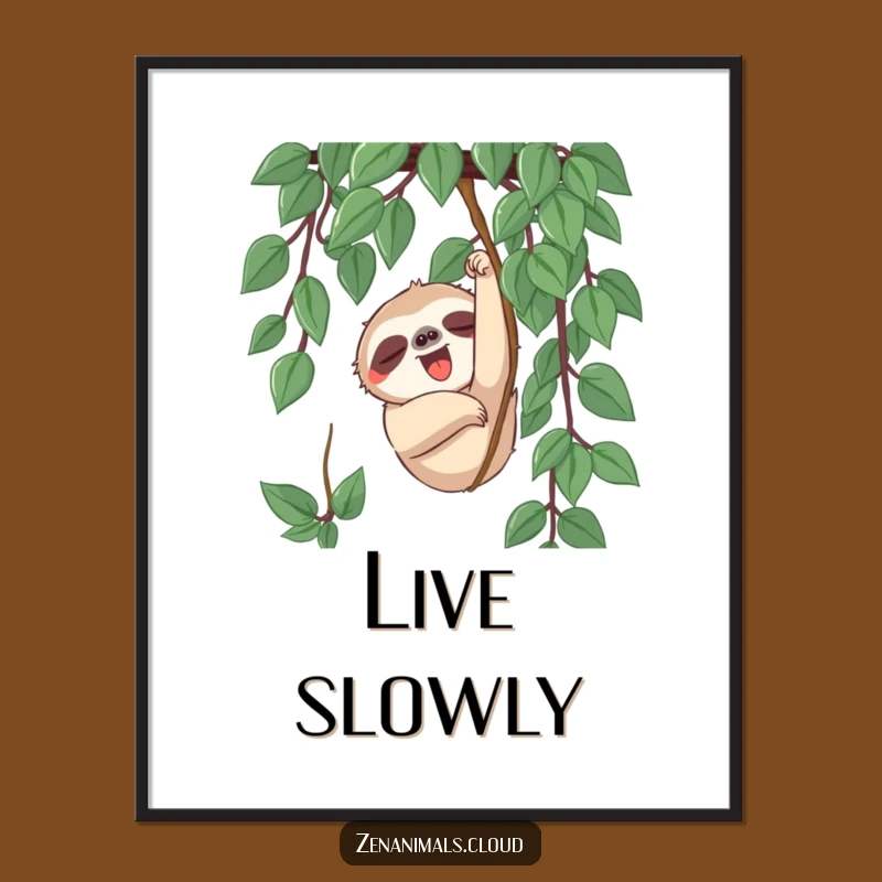 Funny Sloth Slow Down Digital Art - Hilarious Printable for Sloth Fans