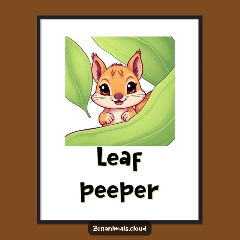 Funny Squirrel Digital Art, Curious Peeker Wall Art, Instant Download Humorous Funny Gift