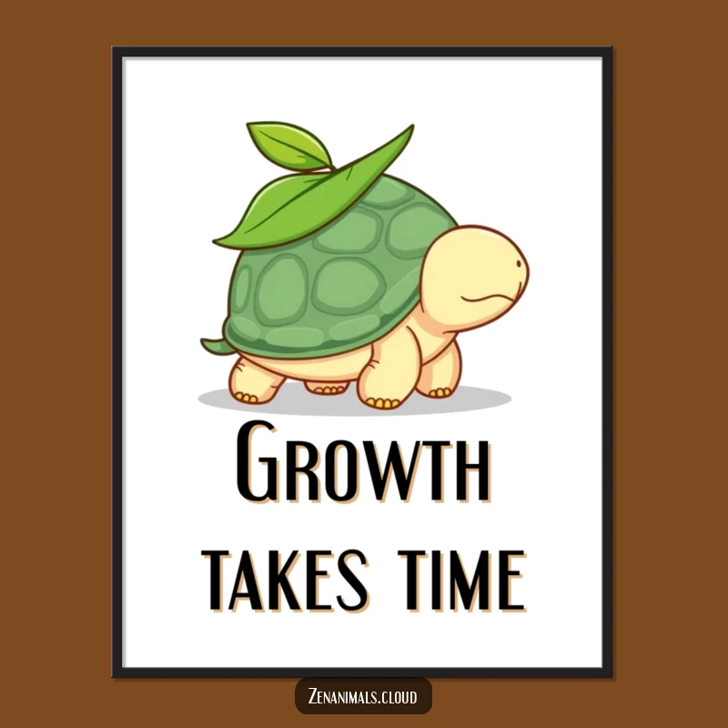 Funny Turtle Digital Art: Calm Leafy Turtle Walking, Hilarious Instant Download