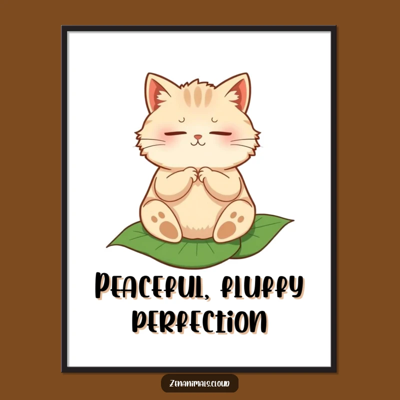 Funny Zen Cat Meditation Digital Art - Serene Printable Wall Decor