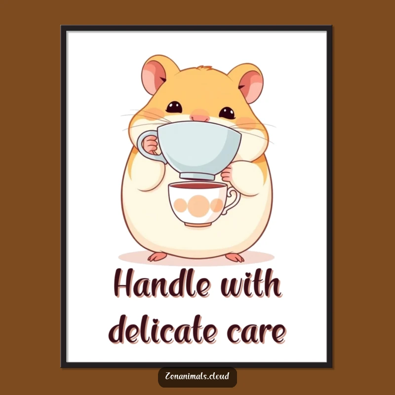 Funny Hamster Teacup Digital Art: Printable Balance Decor, Instant Quirky Gift