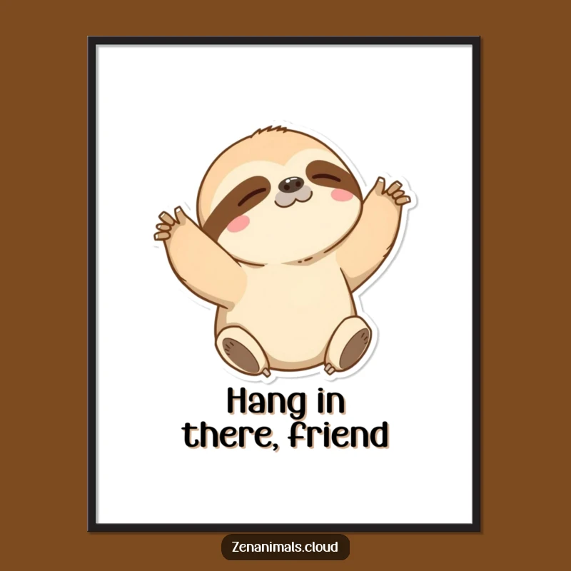 Funny Sloth Stretching Digital Art: Instant Calm Vibes for Walls, a Funny Gift